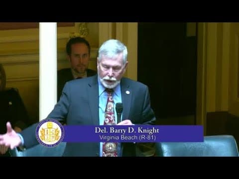 Del. Barry Knight, R-Virginia Beach, chairman of House Appropriations, updates the House on budget