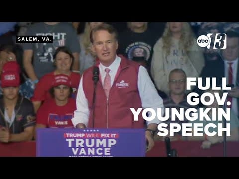Virginia Governor Glenn Youngkin speaks at Trump MAGA rally in Salem